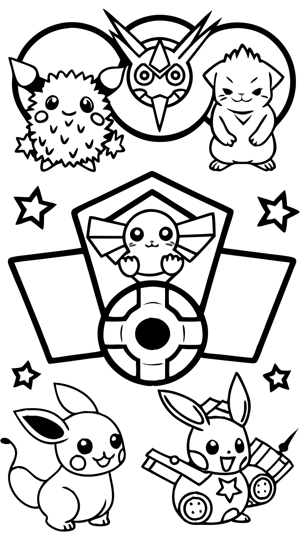 Página para colorear de tarjetas de pokemon